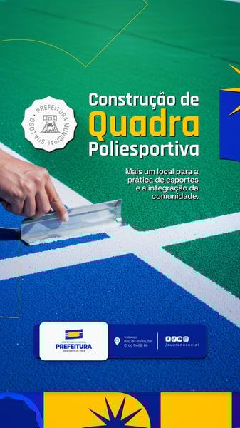 CONSTRUÇÃO DE QUADRA POLIESPORTIVA PREFEITURA MUNICIPAL SOCIAL MEDIA PSD EDITÁVEL 1