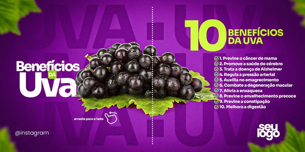POST CARROSSEL BENEFÍCIOS FRUTA UVA SOCIAL MEDIA