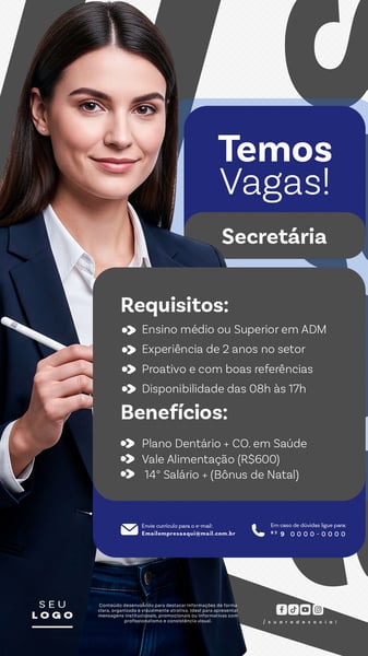 RECRUTAMENTO EMPREGO TEMOS VAGAS ABERTAS CONTRATAÇÃO STORY SOCIAL MEDIA PSD EDITÁVEL 22