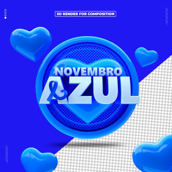 SELO 3D NOVEMBRO AZUL PARA COMPOSIÇÃO 3D