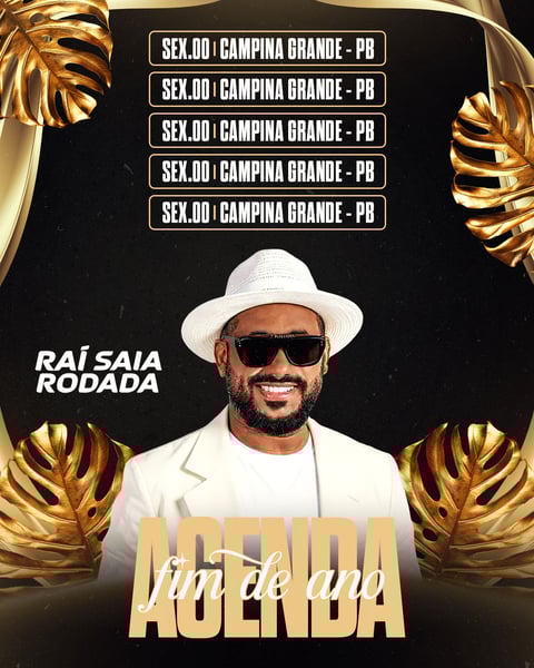 FLYER PARA ARTISTA PSD EDITÁVEL FEED AGENDA RAÍ SAIA RODADA FIM DE ANO