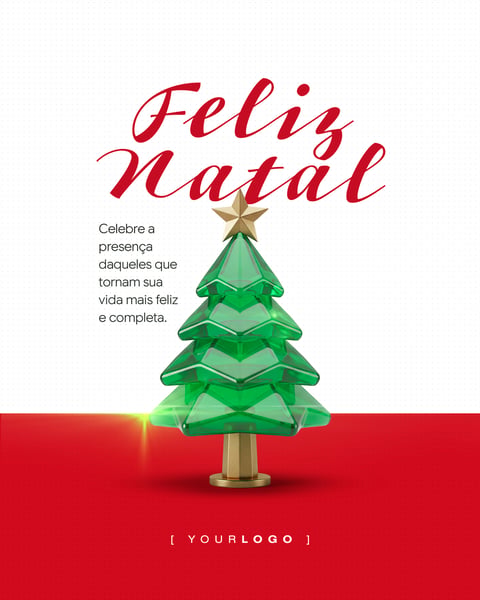 POST DE FEED DE NATAL COM ÁRVORE DE VIDRO VERDE PSD EDITÁVEL