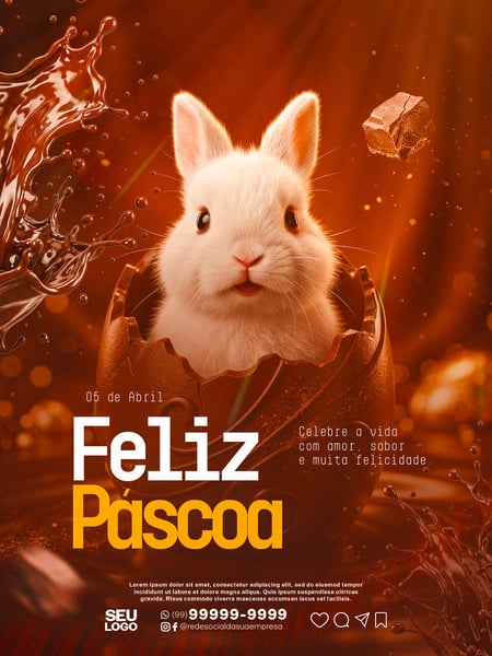 FELIZ PÁSCOA COELHO DA PÁSCOA 05 DE ABRIL STORY SOCIAL MEDIA PSD EDITÁVEL 01