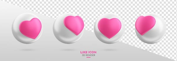 REAÇÃO DE CORAÇÃO CURTIDA DE REDE SOCIAL ELEMENTO 3D PARA DIA DAS MÃES