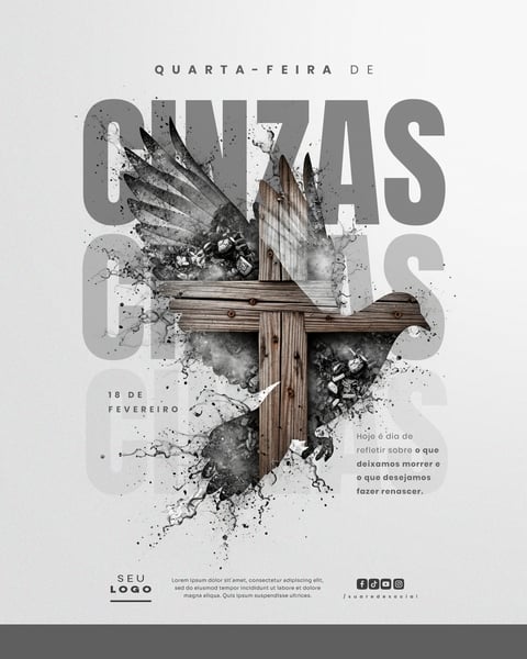 QUARTA FEIRA DE CINZAS 18 DE FEVEREIRO SOCIAL MEDIA PSD EDITÁVEL 1