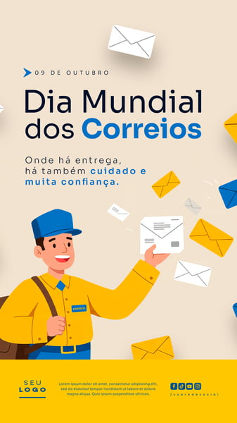 DIA MUNDIAL DOS CORREIOS 09 DE OUTUBRO STORY SOCIAL MEDIA PSD EDITÁVEL 4