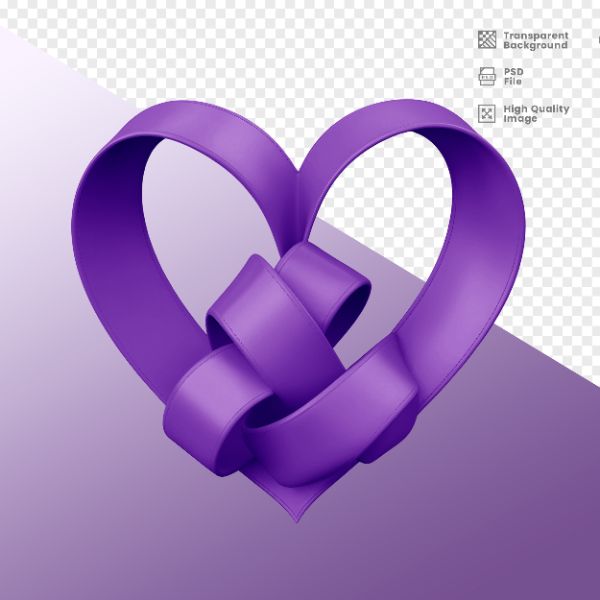 ELEMENTO PARA COMPOSIÇÃO DE CORAÇÃO 3D ROXO