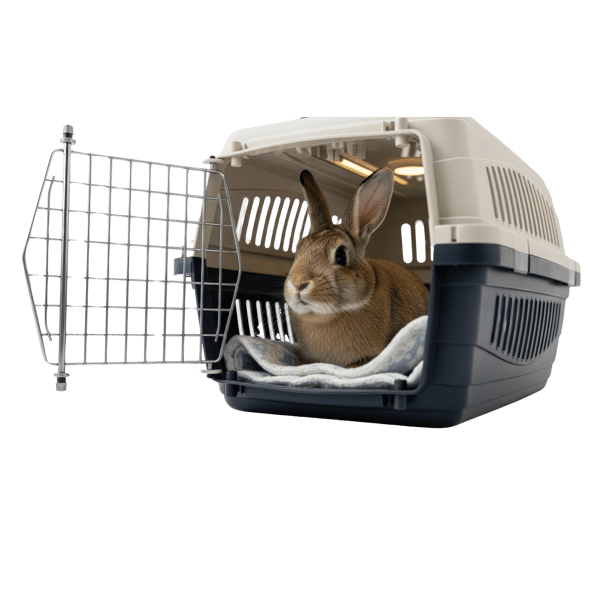 COELHO EM CAIXA DE TRANSPORTE