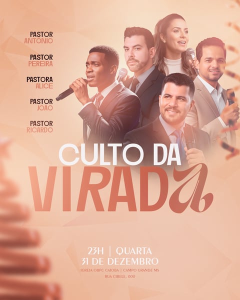 FLYER GOSPEL IGREJA CULTO DA VIRADA PSD FEED 2