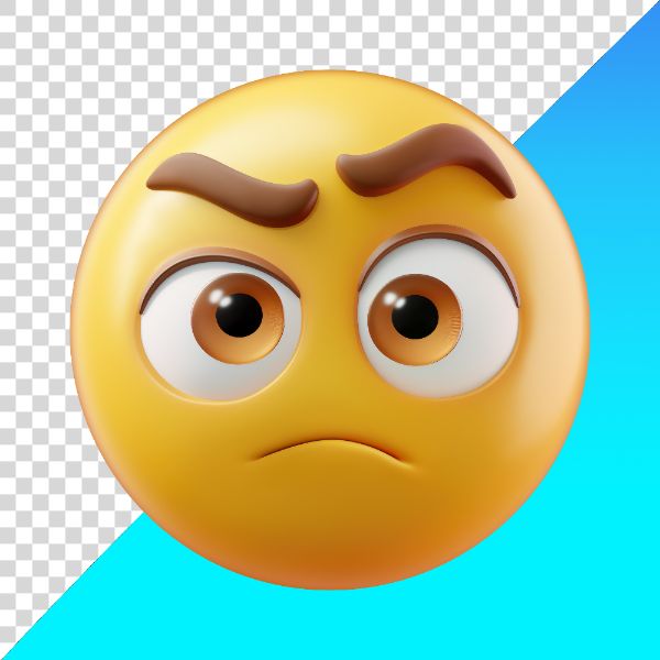 EMOJI DE ROSTO BRAVO COM SOBRANCELHA ARQUEADA PNG