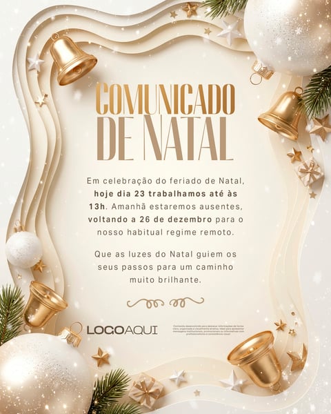 COMUNICADO DE NATAL AVISO DE RECESSO SOCIAL MEDIA FLYER PSD EDITÁVEL
