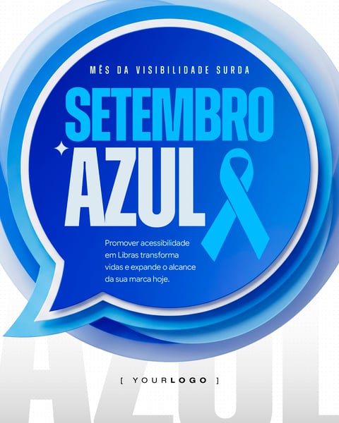 SETEMBRO AZUL MÊS DA VISIBILIDADE SURDA ACESSIBILIDADE EM LIBRAS SOCIAL MEDIA PSD EDITÁVEL