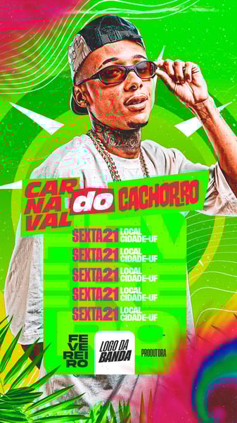 FLYER AGENDA DE SHOWS CARNAVAL CACHORRO STORIES PSD EDITÁVEL