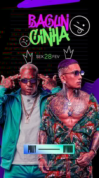 FLYER PARA ARTISTA EVENTO BAGUNCINHA FEST PARA STORIES PSD EDITÁVEL