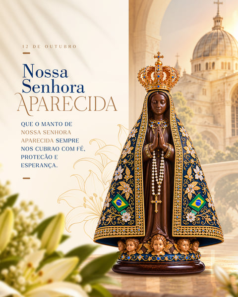 Nossa Senhora Aparecida 12 de Outubro Fé e Proteção PSD Editável