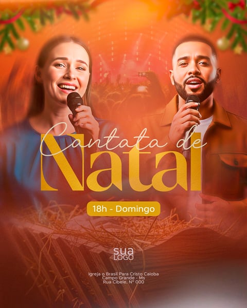 FLYER GOSPEL CANTATA DE NATAL - FEED PSD