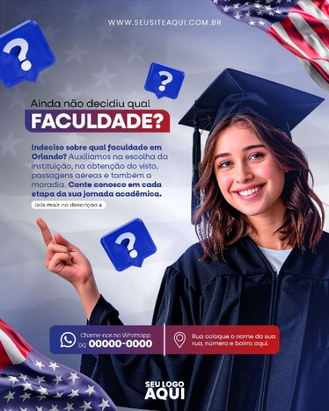 FEED VERTICAL - VISTO AMERICANO | INTERCÂMBIO | PSD EDITÁVEL