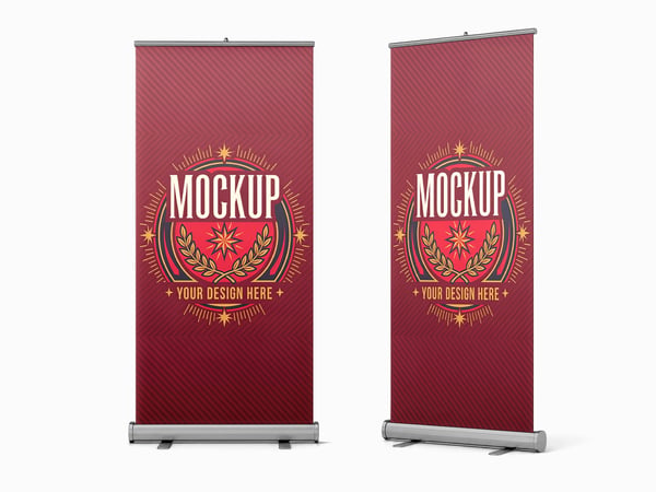 BANNERS ROLL UP MOCKUP EM PAR VISTA FRONTAL