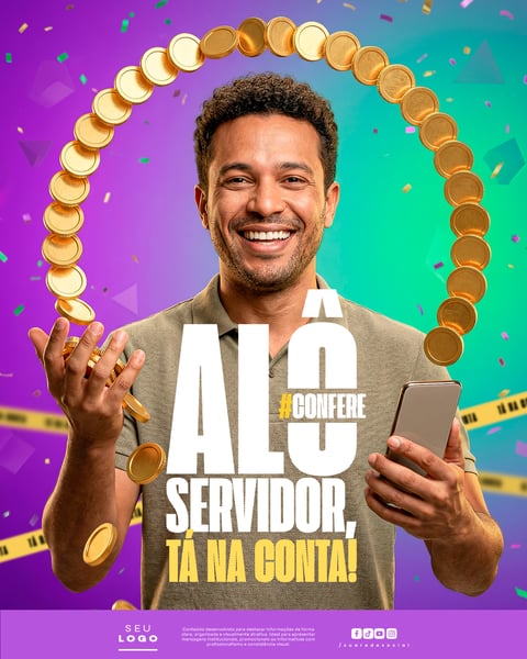 TÁ NA CONTA AVISO PAGAMENTO SALÁRIO SERVIDOR SOCIAL MEDIA PSD EDITÁVEL 4