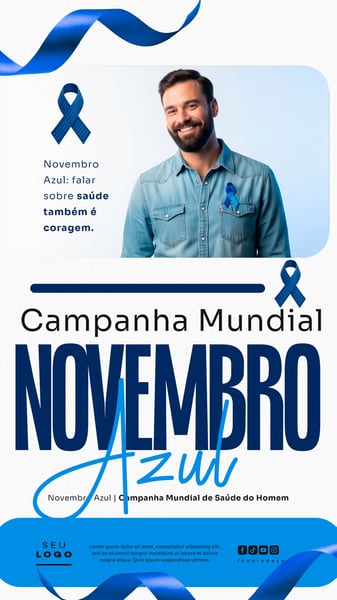 NOVEMBRO AZUL MÊS DE COMBATE AO CÂNCER DE PRÓSTATA CAMPANHA MUNDIAL DE SAÚDE SOCIAL MEDIA PSD EDITÁVEL STORY 7