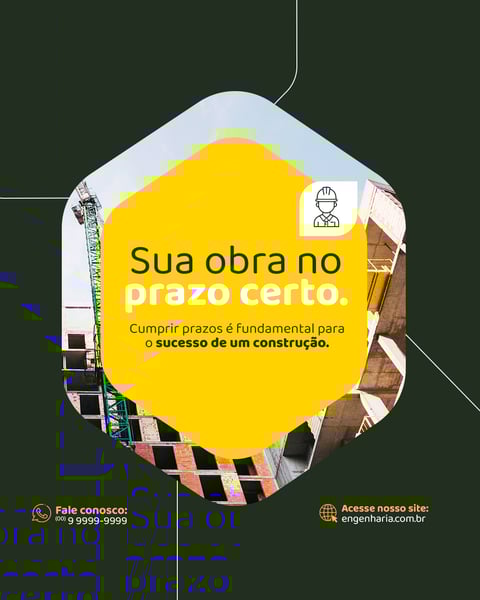 ENGENHARIA PRAZO OBRA SOCIAL MEDIA FEED PSD EDITÁVEL