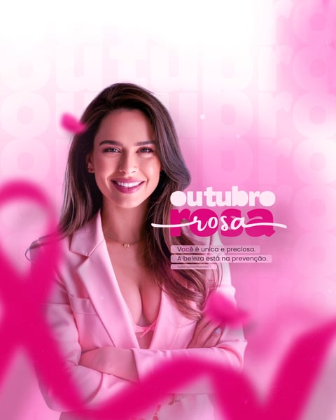 OUTUBRO ROSA MÊS DE CONSCIENTIZAÇÃO SOBRE O CÂNCER DE MAMA SOCIAL MEDIA FLYER PSD EDITÁVEL N1
