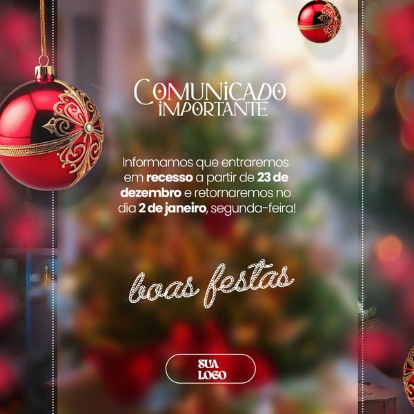 FELIZ NATAL 25 DE DEZEMBRO AVISO INFORME HORÁRIO COMUNICADO SOCIAL MEDIA PSD EDITÁVEL