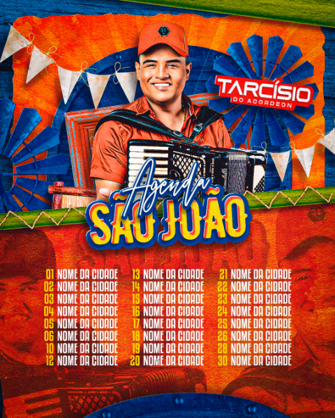 FLYER AGENDA DE SHOWS, ARTISTAS E EVENTOS, AGENDA MENSAL, AGENDA SEMANAL, FEED E STORY, SÃO JOÃO