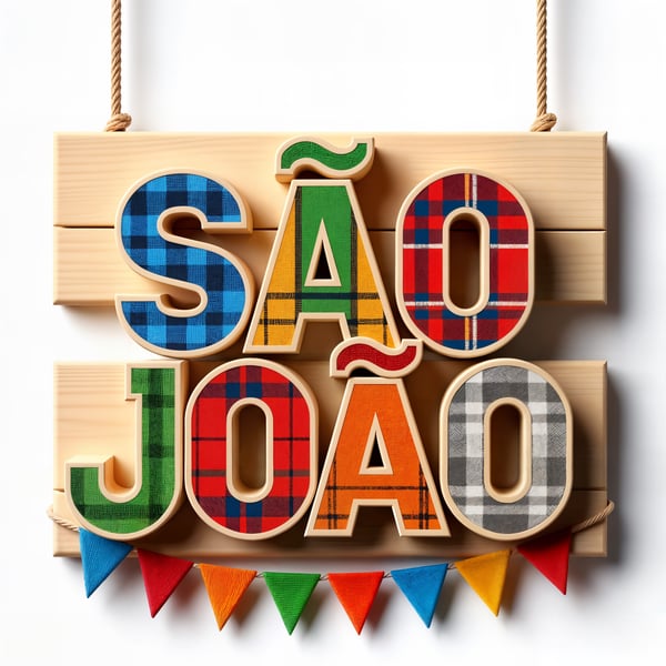 SELO 3D ESCRITO SÃO JOÃO COM BANDEIRINHAS PARA FESTA JUNINA 3