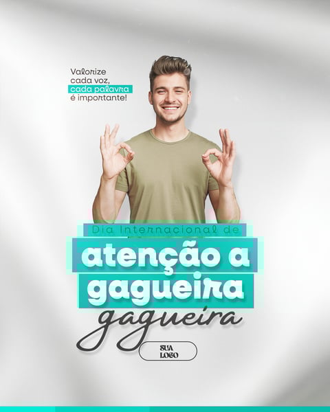 DIA INTERNACIONAL DE ATENÇÃO À GAGUEIRA 22 DE OUTUBRO SOCIAL MEDIA PSD EDITÁVEL