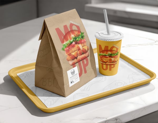 EMBALAGEM DE COMIDA FAST FOOD PSD EDITÁVEL MOCKUP