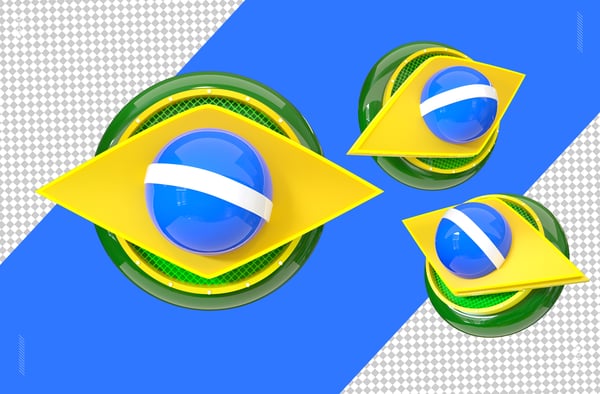 Ícone Bandeira Brasil 3D Azul Amarelo PSD Editável