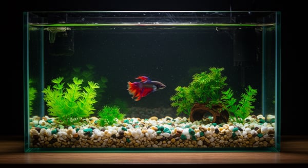 PEIXE BETTA EM AQUÁRIO COLORIDO 1