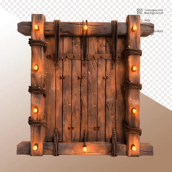 PORTA DE MADEIRA COM LUZ - ELEMENTO 3D PARA COMPOSIÇÃO