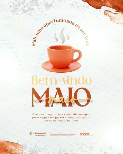 BEM VINDO MAIO SAUDAÇÃO MÊS SOCIAL MEDIA POST EDITÁVEL FEED