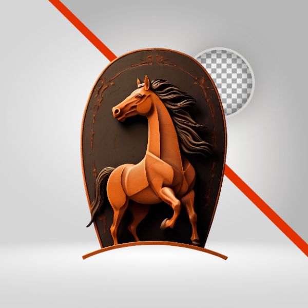 CAVALO 3D PARA COMPOSIÇÃO SE LOGOTIPO, ELEMENTO PNG COM FUNDO TRANSPARENTE, VAQUEJADA