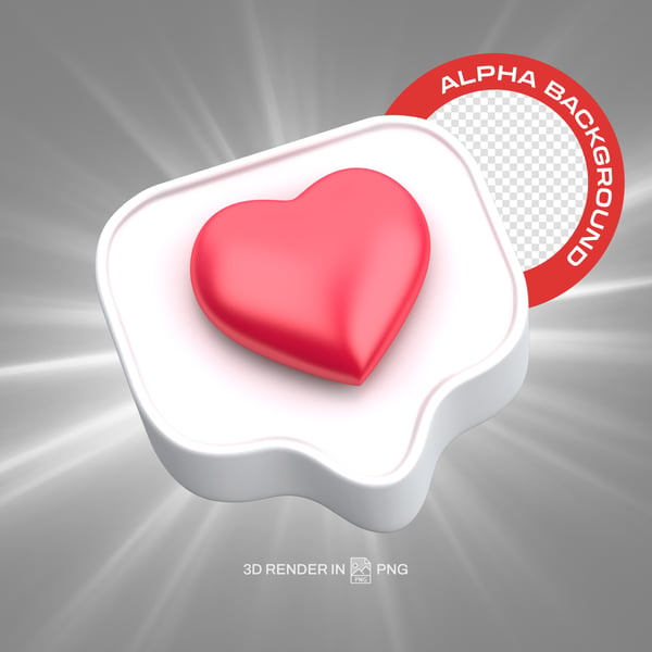 RED HEART 3D LIKE BUTTON