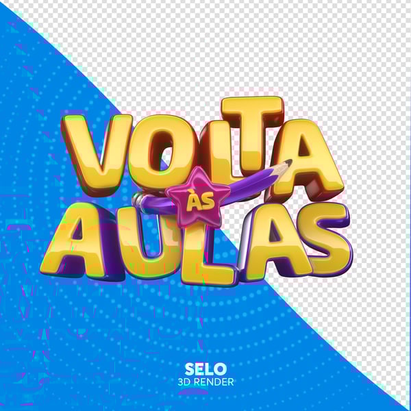 SELO 3D VOLTA ÀS AULAS ESCOLA PNG