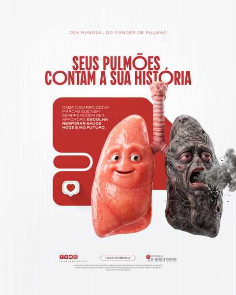 DIA MUNDIAL DO CÂNCER DE PULMÃO BANNER PREVENÇÃO SAÚDE SOCIAL MEDIA PSD EDITÁVEL 2