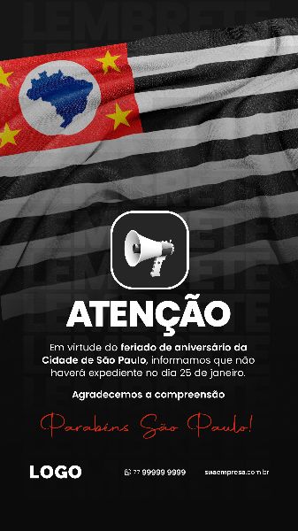 SOCIAL MEDIA ANIVERSÁRIO SÃO PAULO - PARABÉNS SAMPA