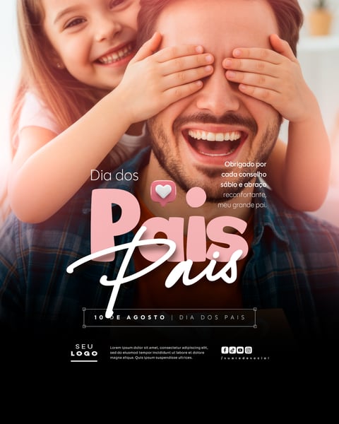 DIA DOS PAIS AGOSTO SOCIAL MEDIA POST EDITÁVEL FEED