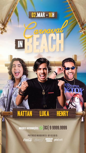 FLYER EVENTO PSD EDITÁVEL STORIES CARNAVAL IN BEACH
