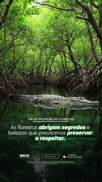 11 DE JULHO - DIA DE PROTEÇÃO ÀS FLORESTAS FLYER SOCIAL MEDIA PSD EDITÁVEL