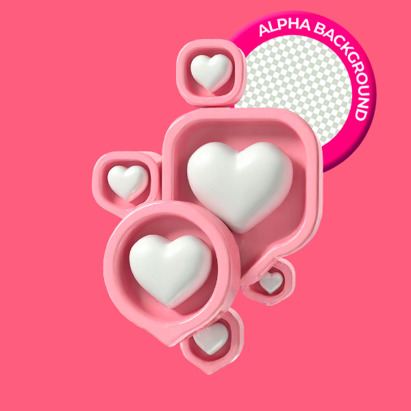 EMOJI DE CURTIDA 3D ROSA COM CORAÇÃO BRANCO ELEMENTO PNG TRANSPARENTE SEM FUNDO.ZIP