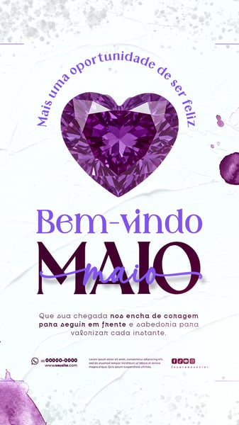 BEM VINDO MAIO SAUDAÇÃO MÊS SOCIAL MEDIA POST EDITÁVEL STORY
