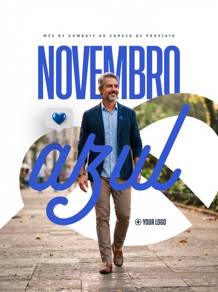 NOVEMBRO AZUL SAÚDE DO HOMEM CAMPANHA SOCIAL MEDIA FLYER PSD EDITÁVEL