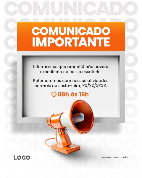 SOCIAL MEDIA PARA AVISOS E COMUNICADOS - LARANJA