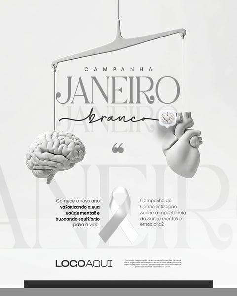 Janeiro Branco SAÚDE MENTAL EMOCIONAL SOCIAL MEDIA FLYER PSD EDITÁVEL