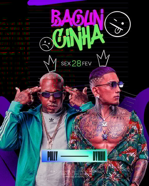 FLYER PARA ARTISTA EVENTO BAGUNCINHA FEST PARA FEED PSD EDITÁVEL