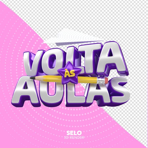 SELO 3D VOLTA ÀS AULAS ESCOLA PNG